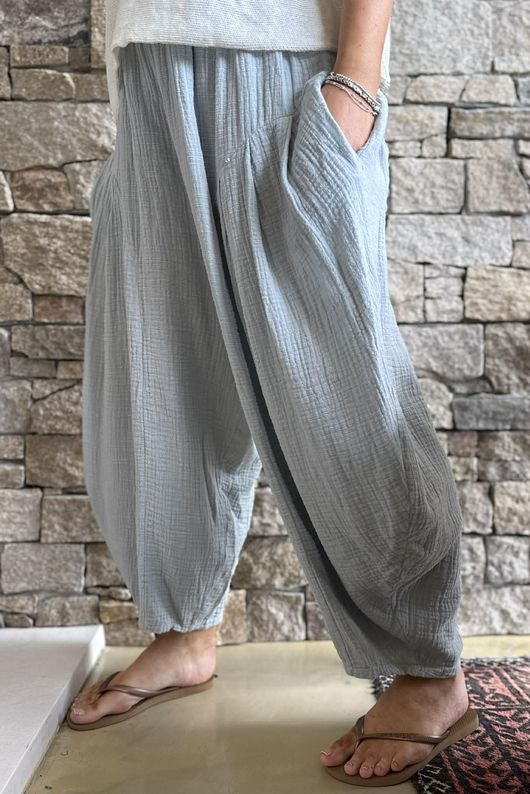 Tasha Cushion Cotton Sia Barrel Pant Pearl